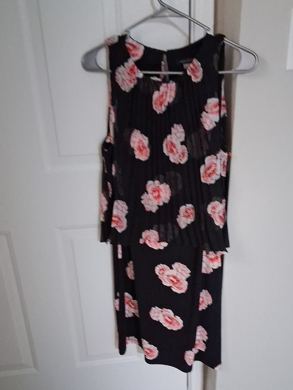 Tommy Hilfiger Black Midi Dress with Pink Floral Print